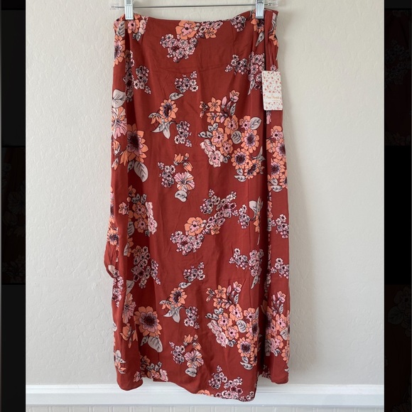 Free People Floral Wrap Midi Skirt NWT - Picture 2 of 14